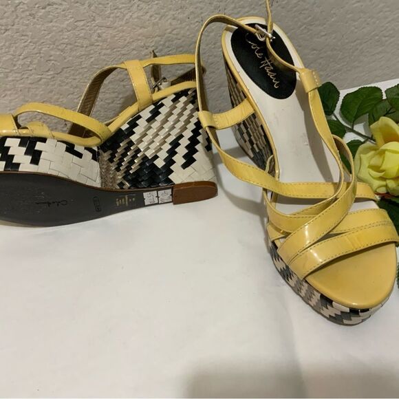 Cole Haan Air Cream Black Leather Platform Wedge Sandals Shoes Women's 10 B - Picture 6 of 13